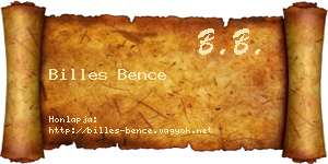 Billes Bence névjegykártya